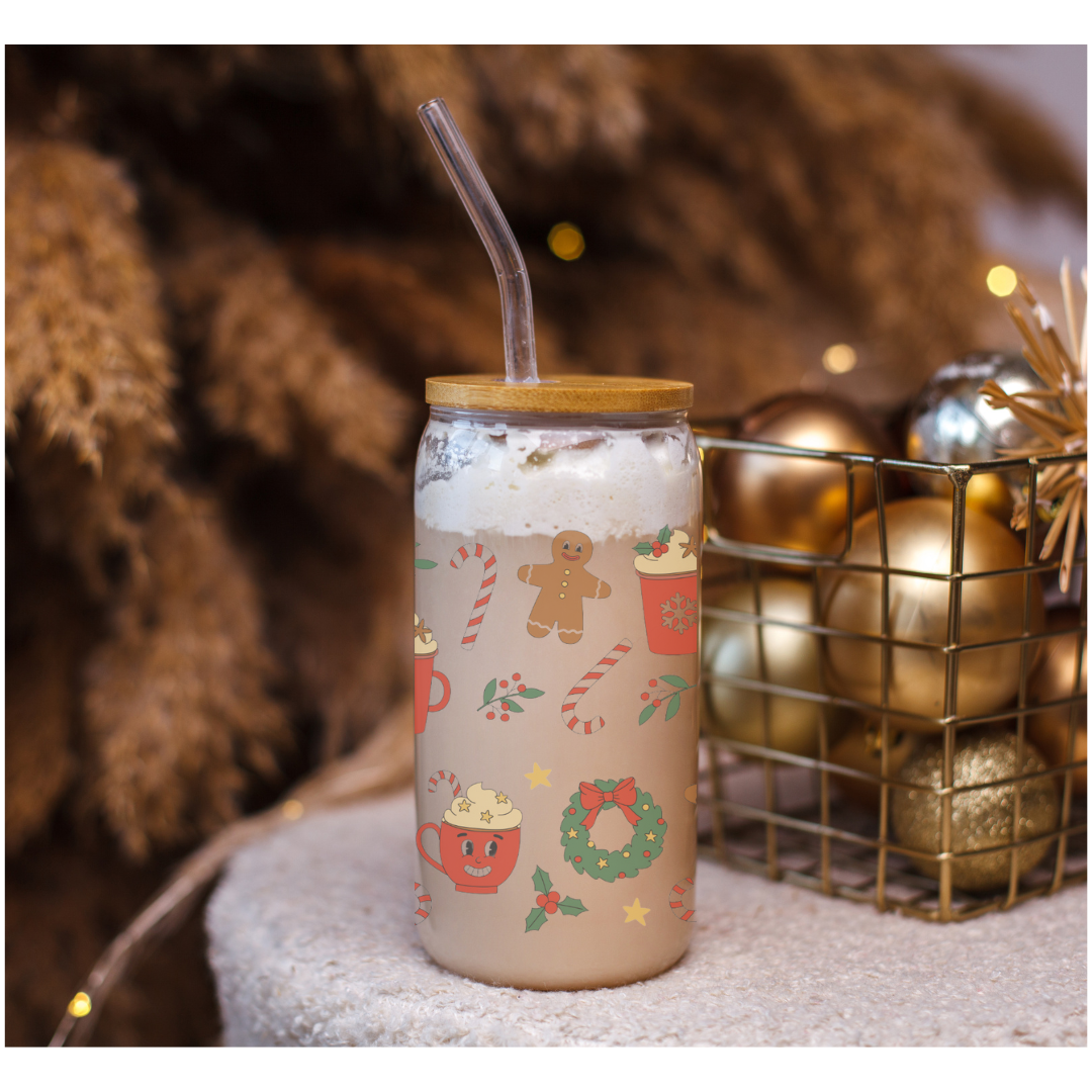 Christmas Themed Can Glass Cups