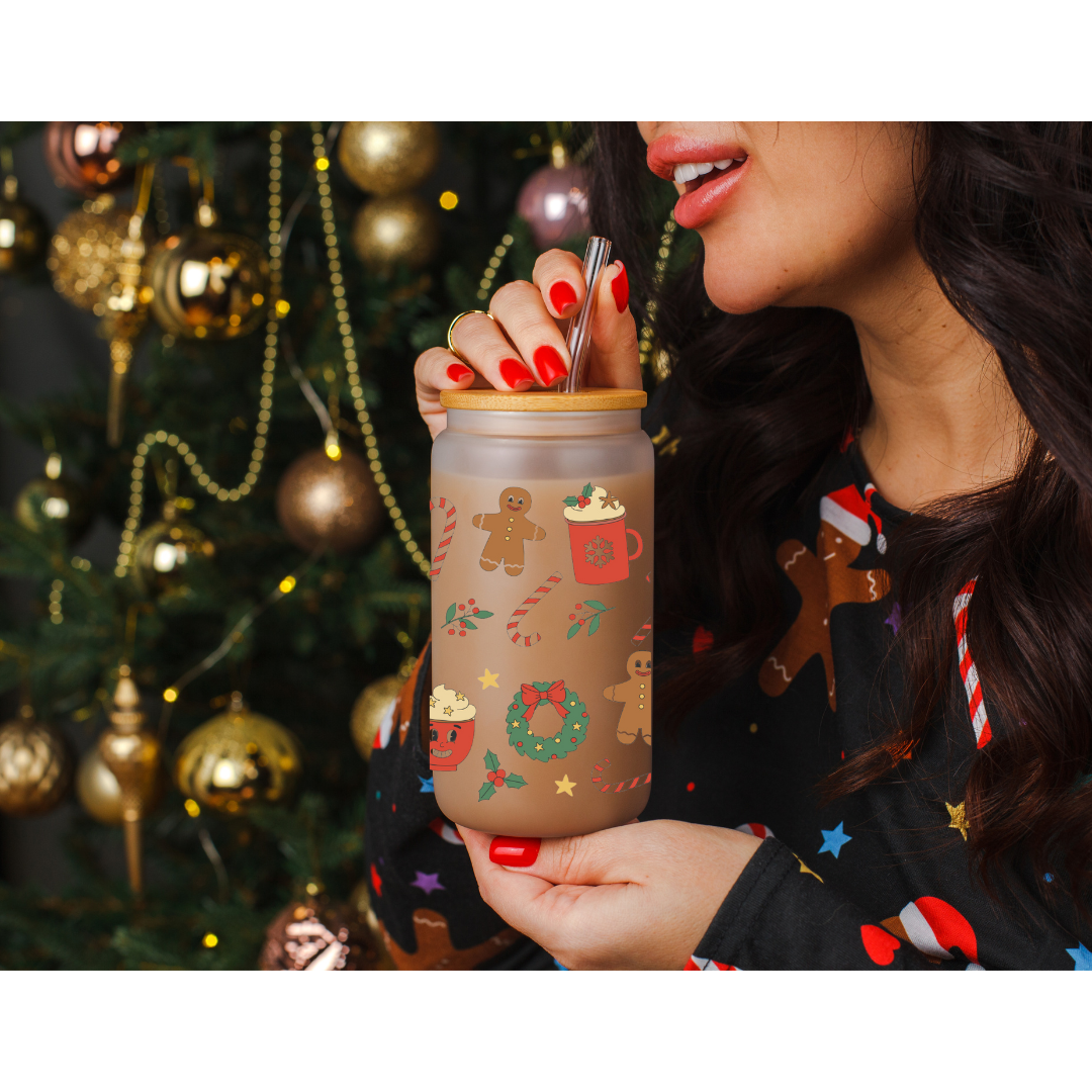 Christmas Themed Can Glass Cups