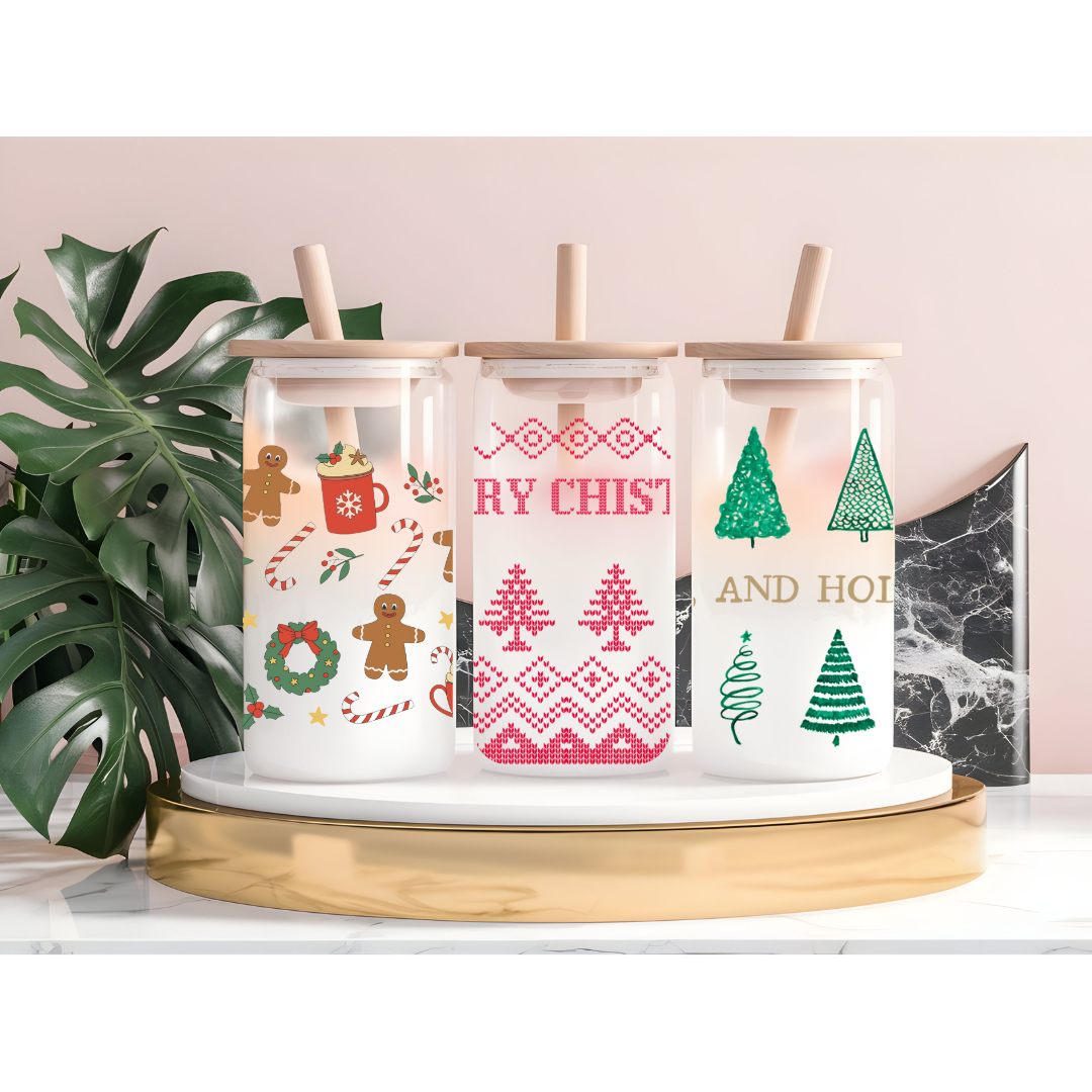 Christmas Themed Can Glass Cups