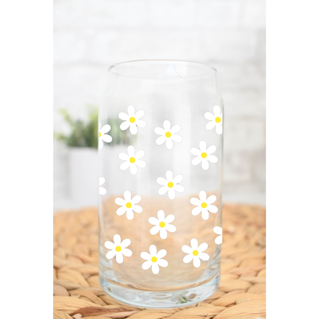 Spring Daisys Can Glass Cup