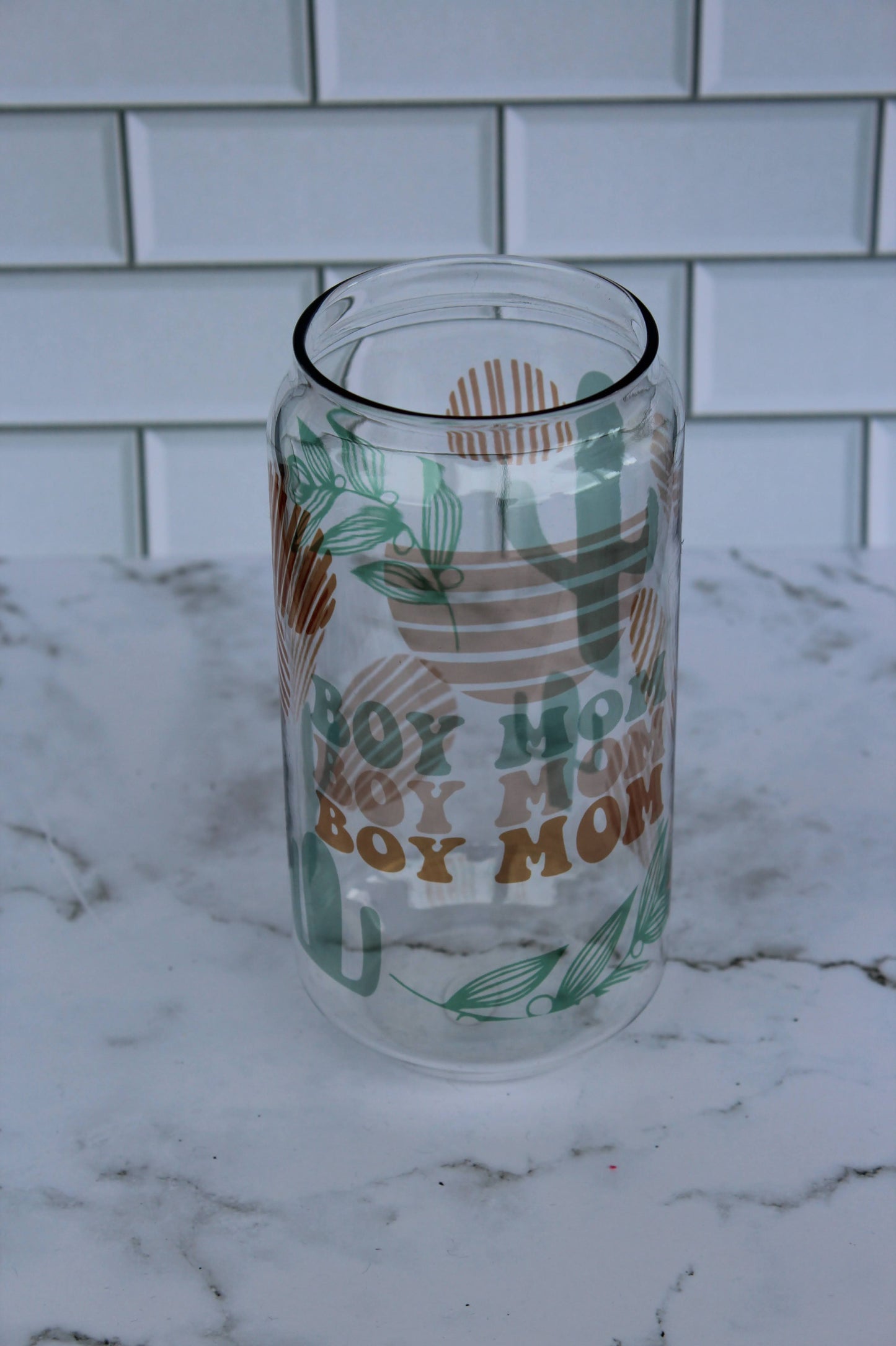 Boho Boy Mom Can Glass Cup