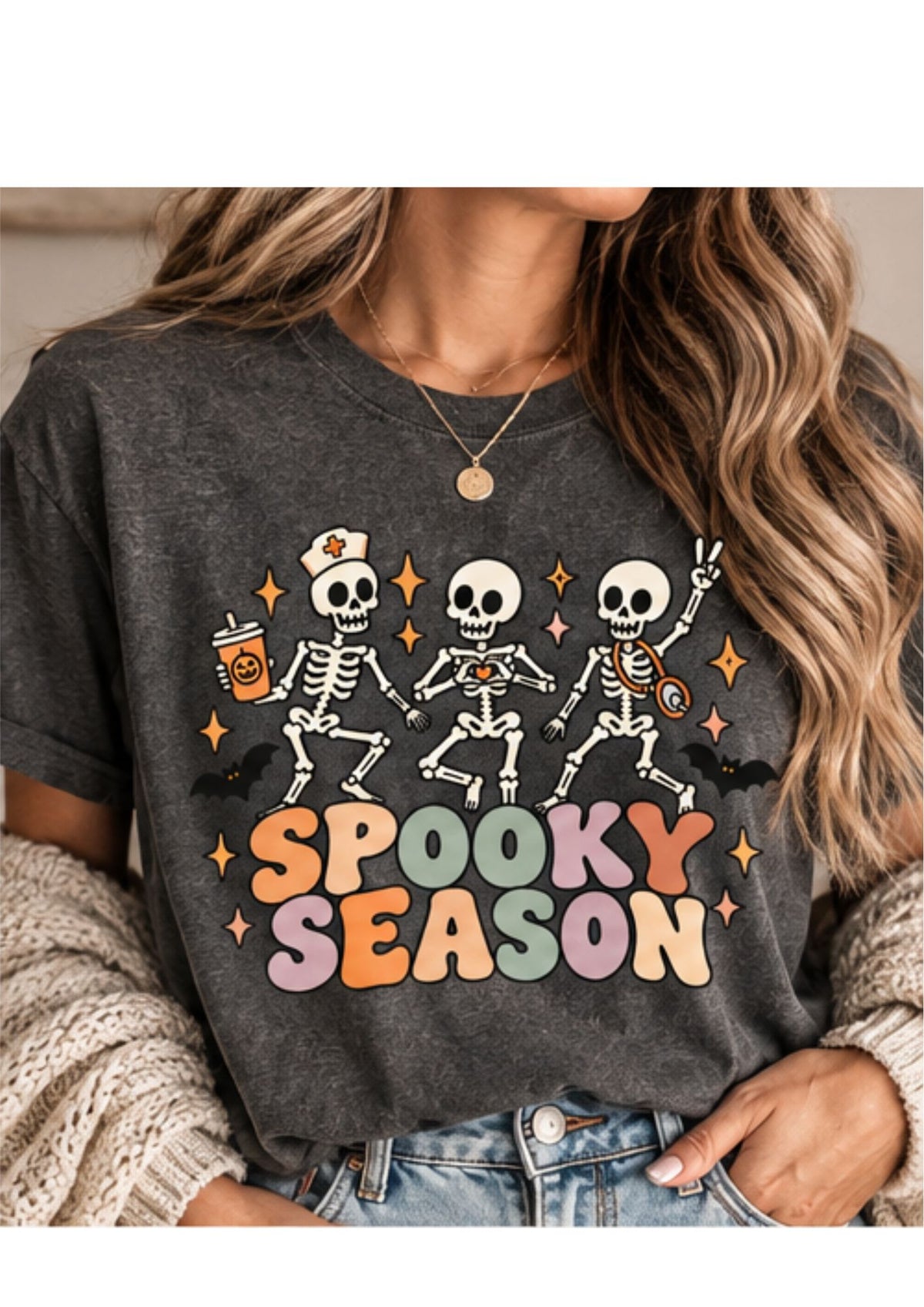 Spooky Season Skeletons Comfort Colors Tee