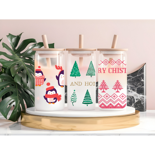 Christmas Themed Can Glass Cups