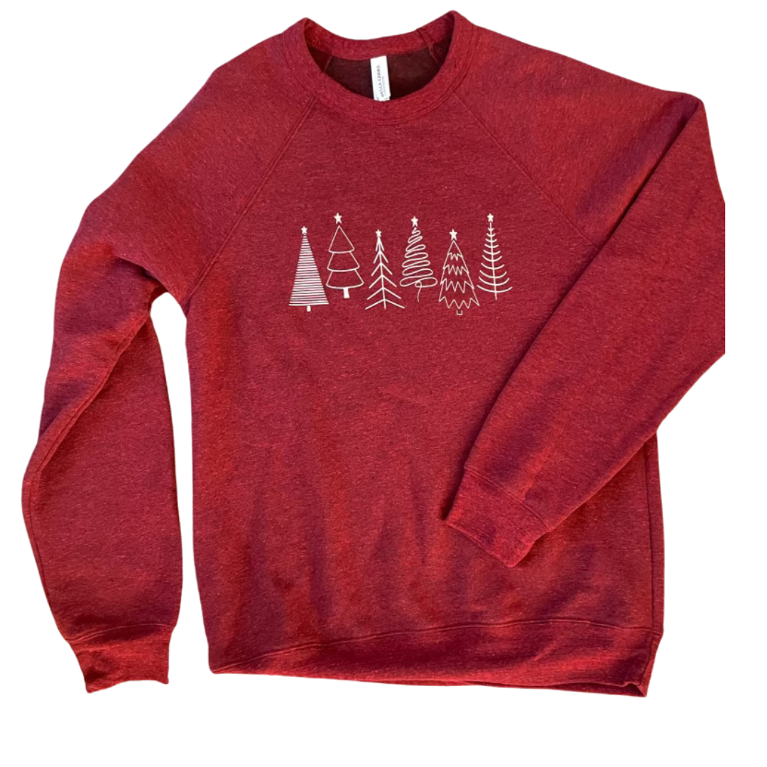 Doodle Christmas Trees Crewneck
