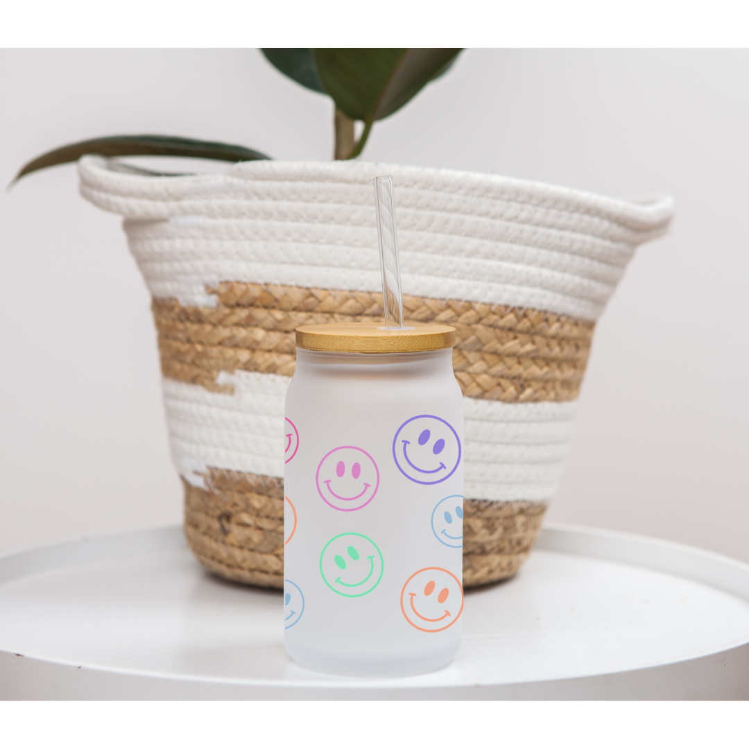 Smiley Face Can Glass Cup