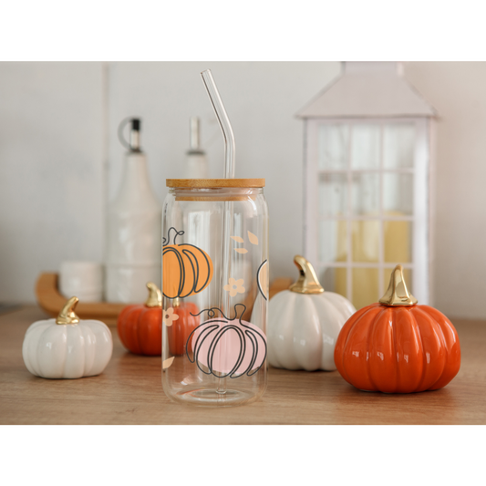 Pastel Pumpkin Can Glass Cup