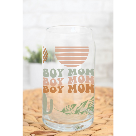 Boho Boy Mom Can Glass Cup