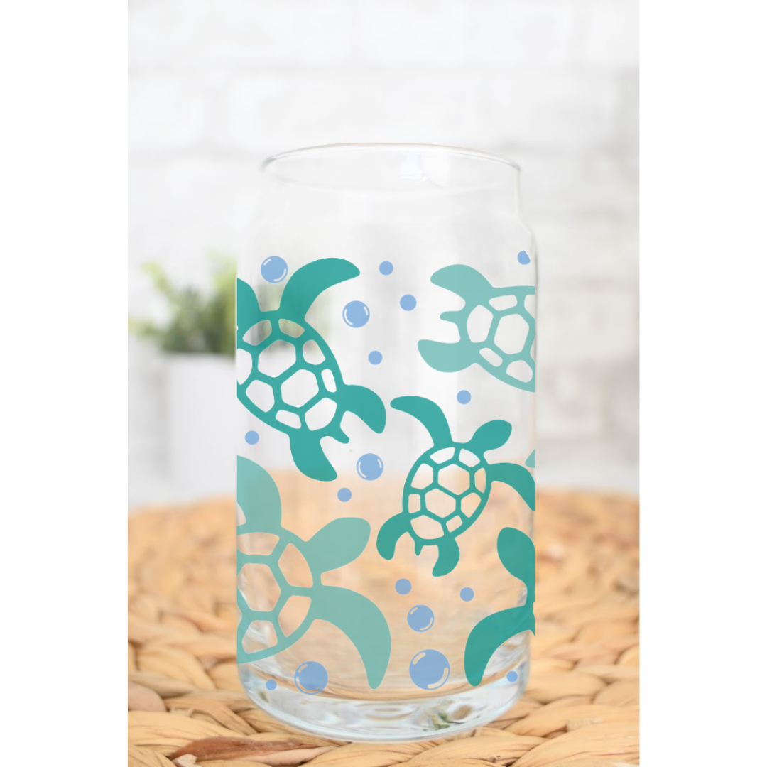 Sea Turtles Can Glass Cup